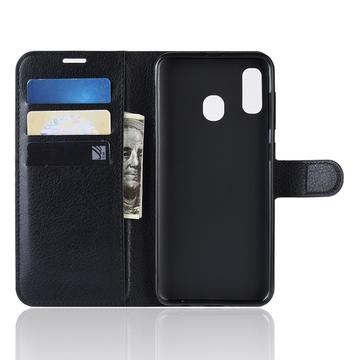 Samsung Galaxy A40 Pung Taske med Magnetisk Lukning - Sort