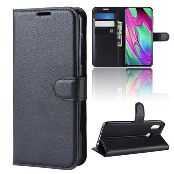 Samsung Galaxy A40 Pung Taske med Magnetisk Lukning - Sort