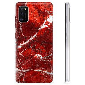 Samsung Galaxy A41 TPU Cover - Rød Marmor