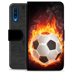 Samsung Galaxy A50 Premium Flip Cover med Pung - Fodbold Flamme