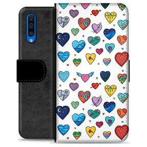 Samsung Galaxy A50 Premium Flip Cover med Pung - Hjerter