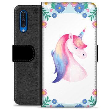 Samsung Galaxy A50 Premium Flip Cover med Pung - Enhjørning