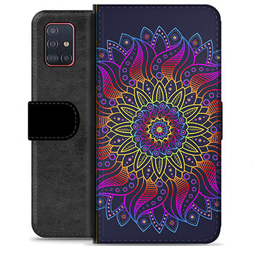 Samsung Galaxy A51 Premium Flip Cover med Pung - Farverig Mandala