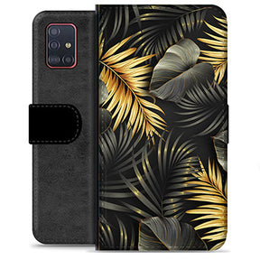 Samsung Galaxy A51 Premium Flip Cover med Pung - Gyldne Blade