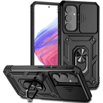 Samsung Galaxy A54 5G Roterende Ring Hybrid Cover med Kameraskjold - Sort