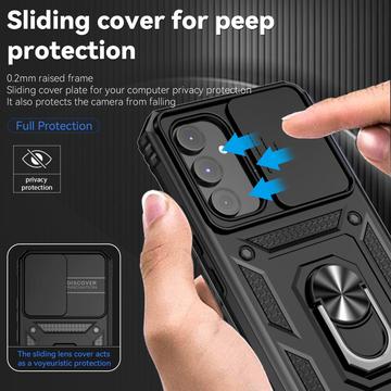 Samsung Galaxy A54 5G Roterende Ring Hybrid Cover med Kameraskjold - Sort