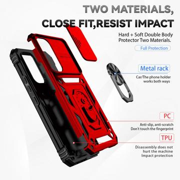 Samsung Galaxy A54 5G Roterende Ring Hybrid Cover med Kameraskjold - Rød