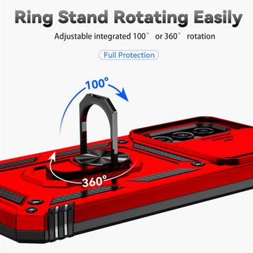 Samsung Galaxy A54 5G Roterende Ring Hybrid Cover med Kameraskjold - Rød