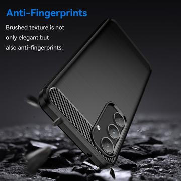 Samsung Galaxy A55 Børstet TPU Cover - Karbonfiber - Sort