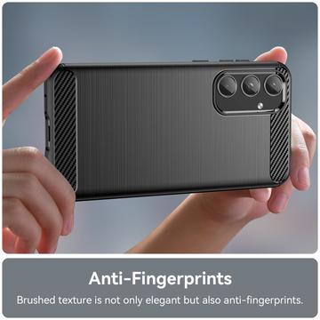 Samsung Galaxy A55 Børstet TPU Cover - Karbonfiber - Sort