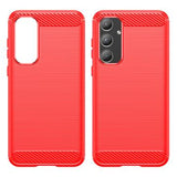 Samsung Galaxy A55 Børstet TPU Cover - Karbonfiber - Rød