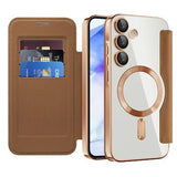 Samsung Galaxy A55 Flip cover med kortholder - MagSafe-kompatibel - Brun