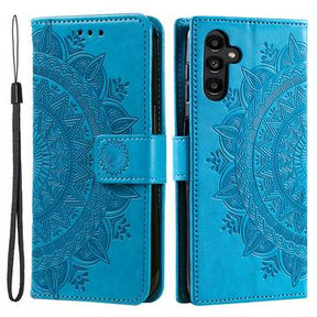 Samsung Galaxy A55 Mandala Series Etui med Pung - Blå