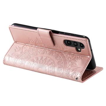 Samsung Galaxy A55 Mandala Series Etui med Pung - Rødguld