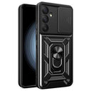 Samsung Galaxy A55 Roterende Ring Hybrid Cover med Kameraskjold - Sort