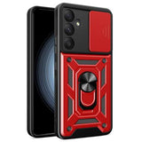 Samsung Galaxy A55 Roterende Ring Hybrid Cover med Kameraskjold - Rød