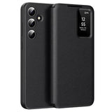 Samsung Galaxy A55 Smart Clear View Flip etui med kortplads - Sort