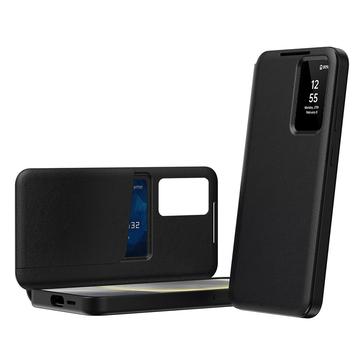 Samsung Galaxy A55 Smart Clear View Flip etui med kortplads - Sort