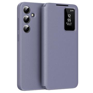 Samsung Galaxy A55 Smart Clear View Flip etui med kortplads - grå-lilla