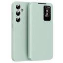 Samsung Galaxy A55 Smart Clear View Flip etui med kortplads - Lysegrøn
