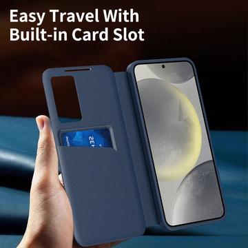 Samsung Galaxy A55 Smart Clear View Flip etui med kortplads - Safir