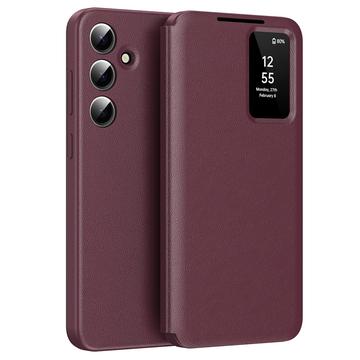 Samsung Galaxy A55 Smart Clear View Flip etui med kortplads - Vinrød