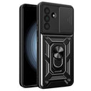 Samsung Galaxy A56 Roterende Ring Hybrid Cover med Kameraskjold - Sort