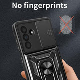 Samsung Galaxy A56 Roterende Ring Hybrid Cover med Kameraskjold - Sort
