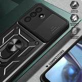 Samsung Galaxy A56 Roterende Ring Hybrid Cover med Kameraskjold - Sort