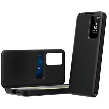 Samsung Galaxy A56 Smart Clear View Flip etui med kortplads - Sort