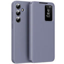 Samsung Galaxy A56 Smart Clear View Flip etui med kortplads - grå-lilla
