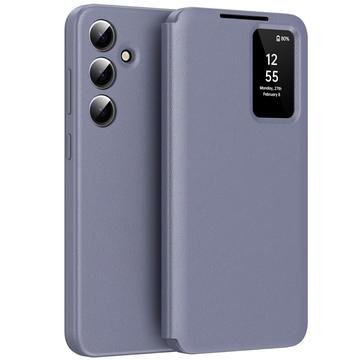 Samsung Galaxy A56 Smart Clear View Flip etui med kortplads - grå-lilla