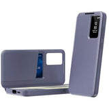 Samsung Galaxy A56 Smart Clear View Flip etui med kortplads - grå-lilla