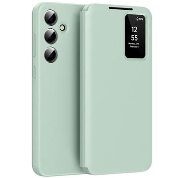 Samsung Galaxy A56 Smart Clear View Flip etui med kortplads - Lysegrøn
