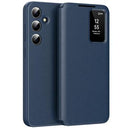 Samsung Galaxy A56 Smart Clear View Flip etui med kortplads - Safir
