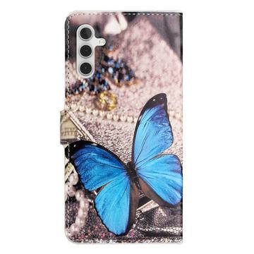 Samsung Galaxy A56 Style Series Pung Taske - Blå Sommerfugl