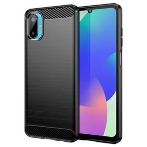 Samsung Galaxy M06/F06 5G Børstet TPU Cover - Karbonfiber - sort