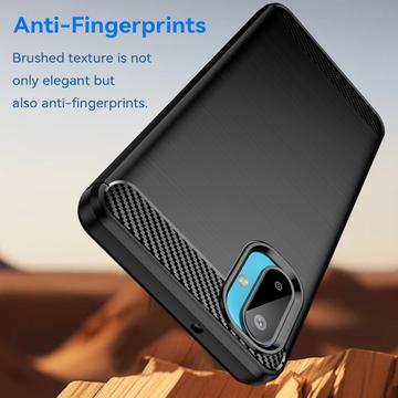 Samsung Galaxy M06/F06 5G Børstet TPU Cover - Karbonfiber - sort