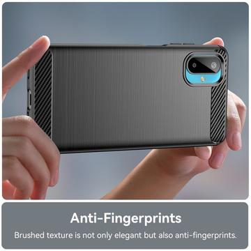 Samsung Galaxy M06/F06 5G Børstet TPU Cover - Karbonfiber - sort