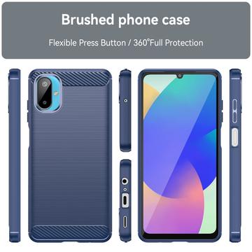 Samsung Galaxy M06/F06 5G Børstet TPU Cover - Karbonfiber - blå