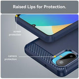 Samsung Galaxy M06/F06 5G Børstet TPU Cover - Karbonfiber - blå