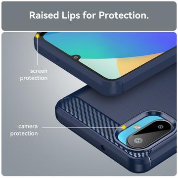 Samsung Galaxy M06/F06 5G Børstet TPU Cover - Karbonfiber - blå