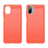 Samsung Galaxy M06/F06 5G Børstet TPU Cover - Karbonfiber - rød