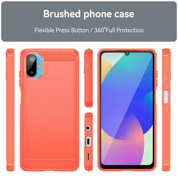 Samsung Galaxy M06/F06 5G Børstet TPU Cover - Karbonfiber - rød