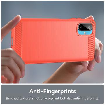 Samsung Galaxy M06/F06 5G Børstet TPU Cover - Karbonfiber - rød
