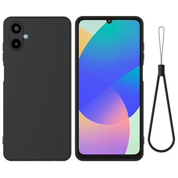 Samsung Galaxy M06/F06 5G Flydende silikone cover med håndrem - sort