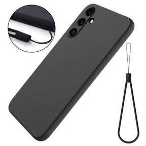 Samsung Galaxy M15/F15 Liquid Silikone Cover med Strop - Sort