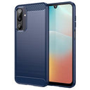 Samsung Galaxy M16/F36 Børstet TPU Cover - Karbonfiber - blå