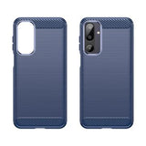 Samsung Galaxy M16/F36 Børstet TPU Cover - Karbonfiber - blå