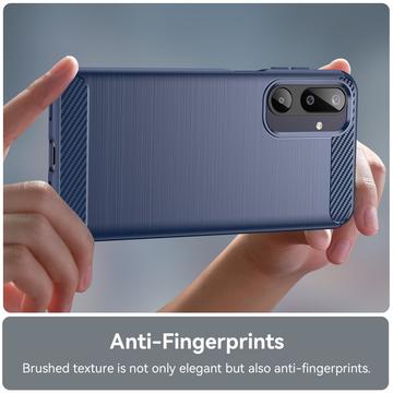 Samsung Galaxy M16/F36 Børstet TPU Cover - Karbonfiber - blå